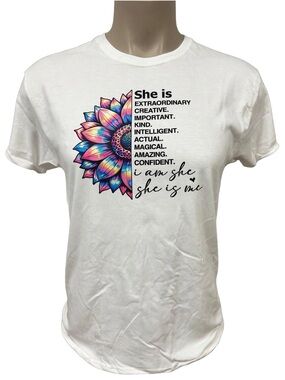 She Is inspirational Graphic Tee - White